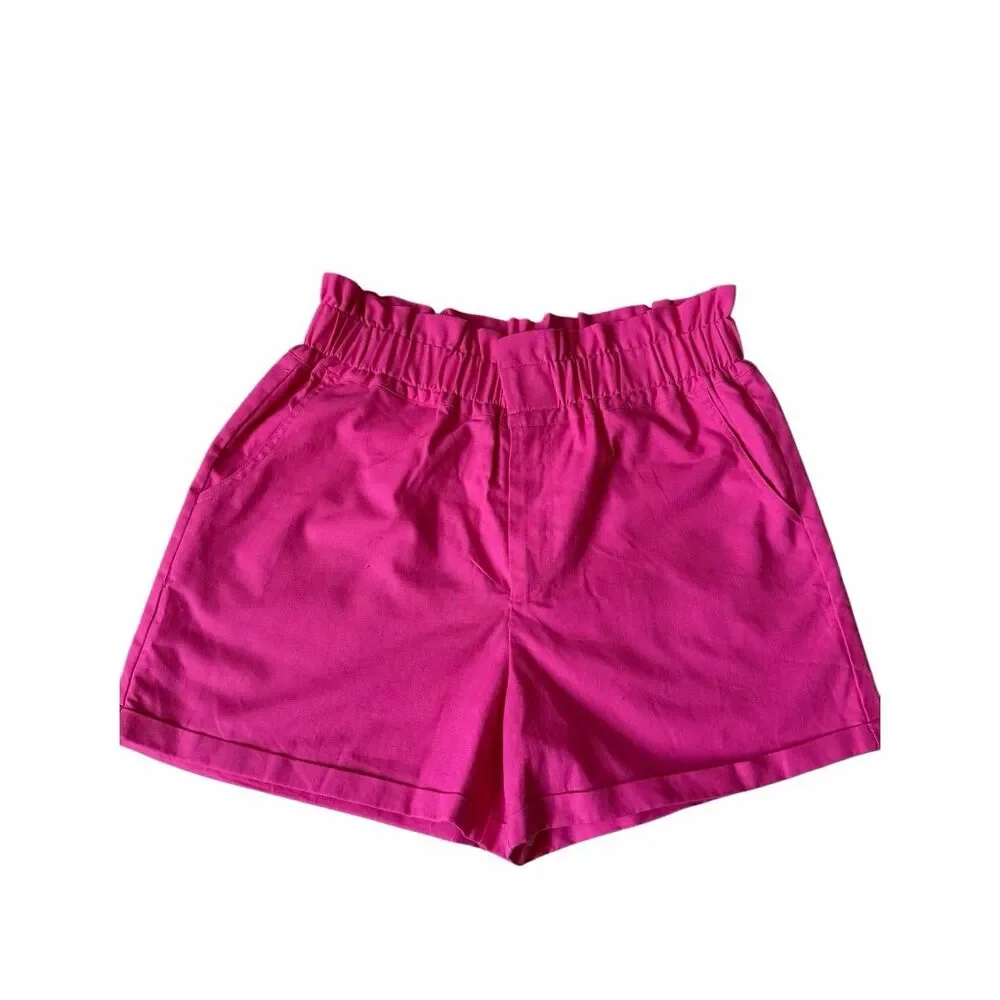 O.P.T Shorts NEW Paperbag Linen Blend Hot Pink Large